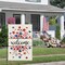Welcome 4th of July Patriotic Garden Flag 12x18 Double Sided Burlap, Memorial Day Star Heart Pattern Yard Flags for Rustic Independence Day Outdoor Decor (ONLY FLAG)
